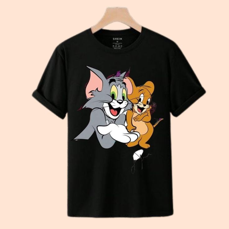 Tom & Jerry Classic Cartoon Oversized T-Shirt – Black Edition