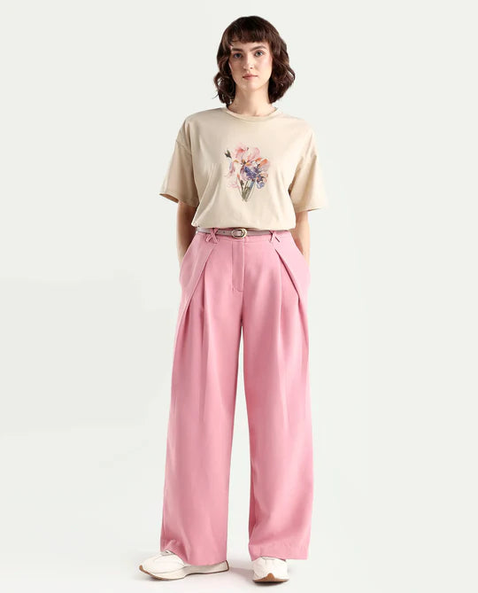ZONE - BEIGE WATERCOLOUR FLORAL PRINT T-SHIRT