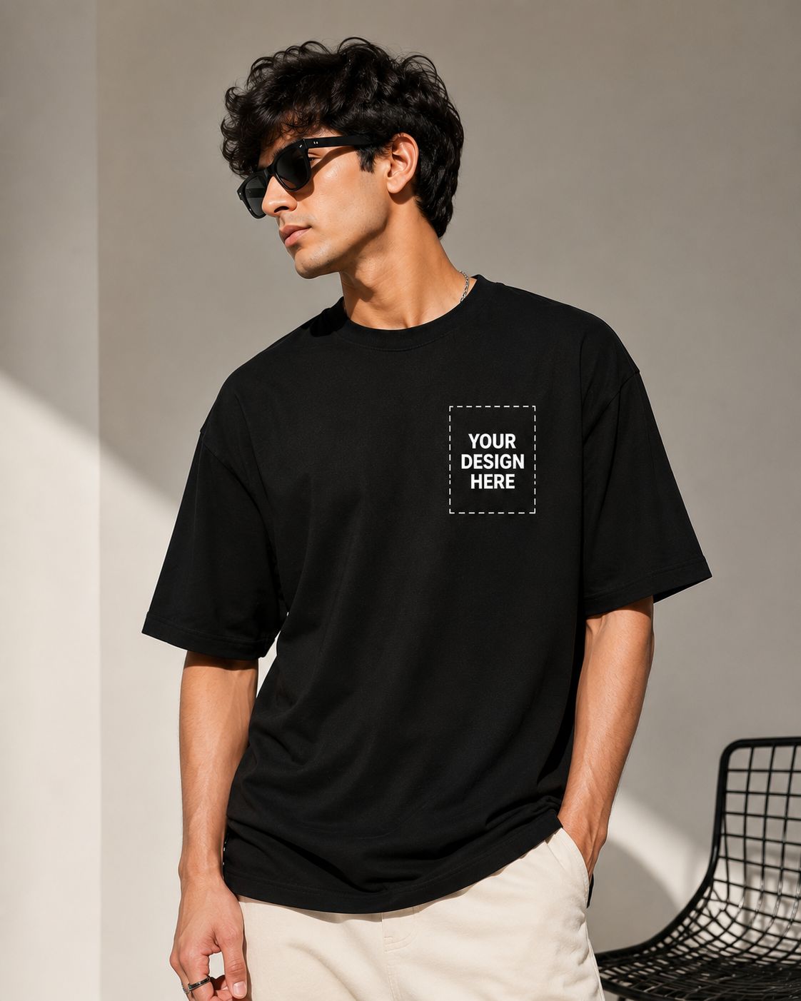 Custom Oversized Black T-Shirt with Personalized Front or Back Print