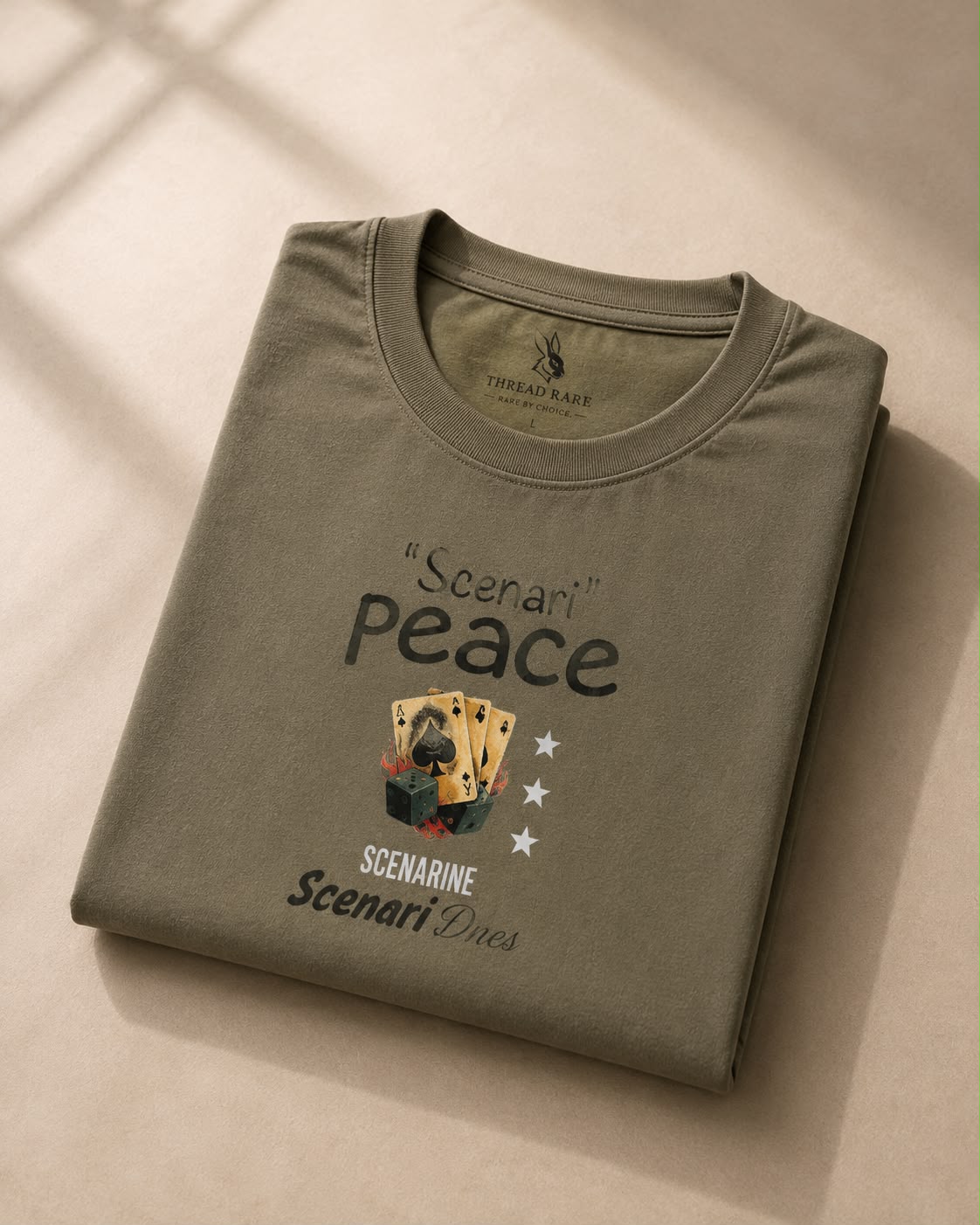 THREAD RARE Scenari Peace Oversized T-Shirt – Olive Green
