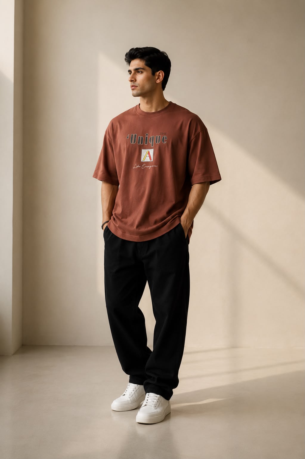 THREAD RARE The Unique Brown Oversized T-Shirt for Men | Premium Cotton Streetwear