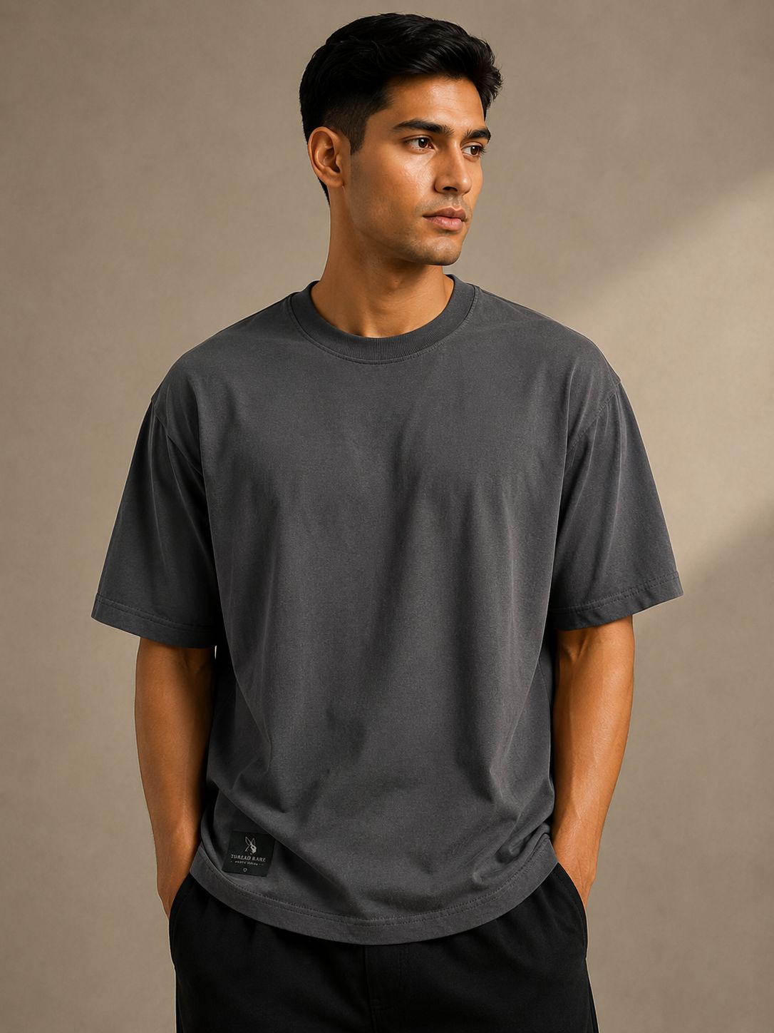 THREAD RARE Oversized Charcoal Grey T-Shirt | Premium Heavy Cotton Streetwear
