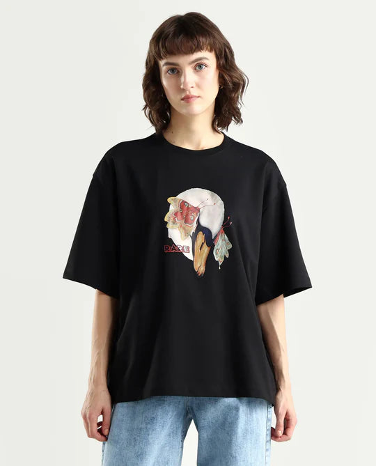 GRAIL - BALCK GRAPHIC PRINT OVERSIZED T-SHIRT