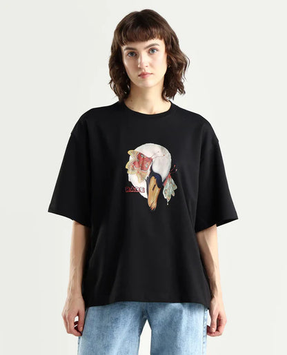 GRAIL - BALCK GRAPHIC PRINT OVERSIZED T-SHIRT