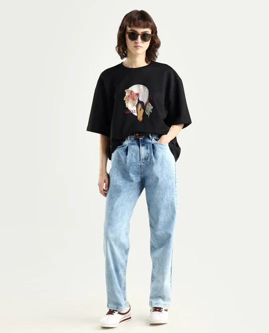 GRAIL - BALCK GRAPHIC PRINT OVERSIZED T-SHIRT