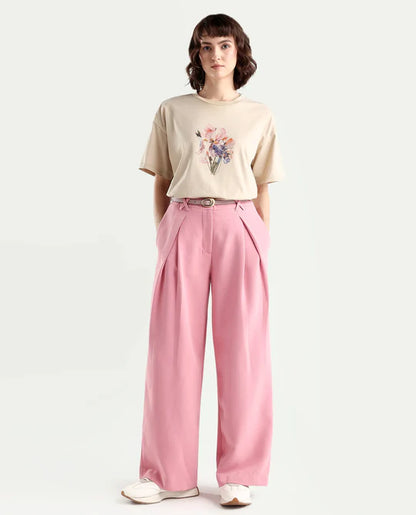 ZONE - BEIGE WATERCOLOUR FLORAL PRINT T-SHIRT