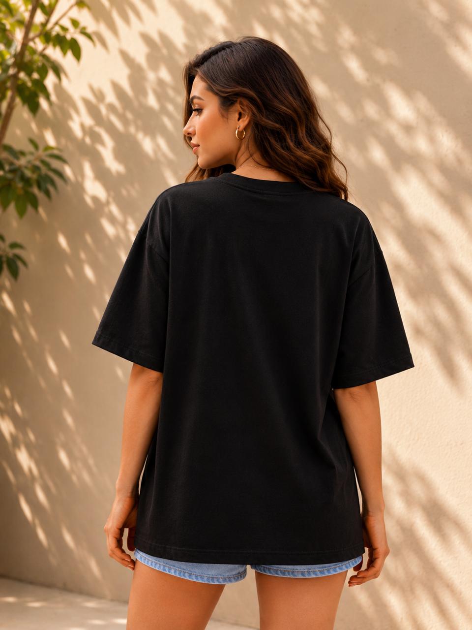 Sanvali Saloni Solid Women Round Neck Black T-Shirt