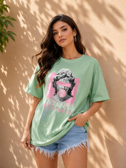 Veroconic Printed Women Round Neck Baby Color T-Shirt