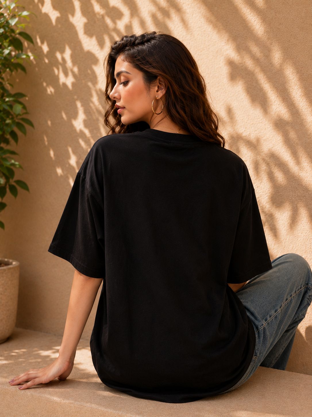 Veroconic Printed Women Round Neck Black Color T-Shirt