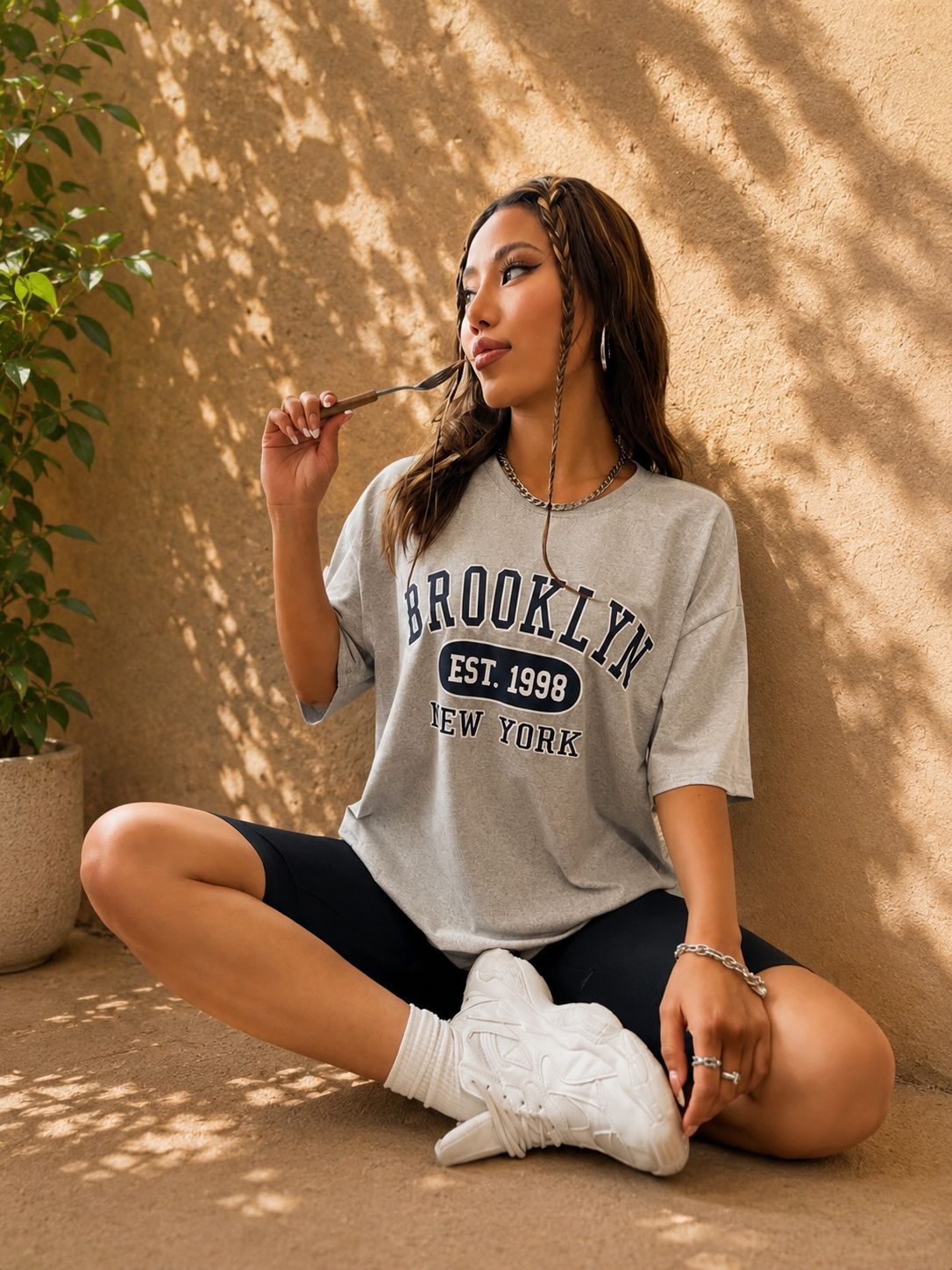 Calm Down Printed Women Round Neck Grey T-Shirt