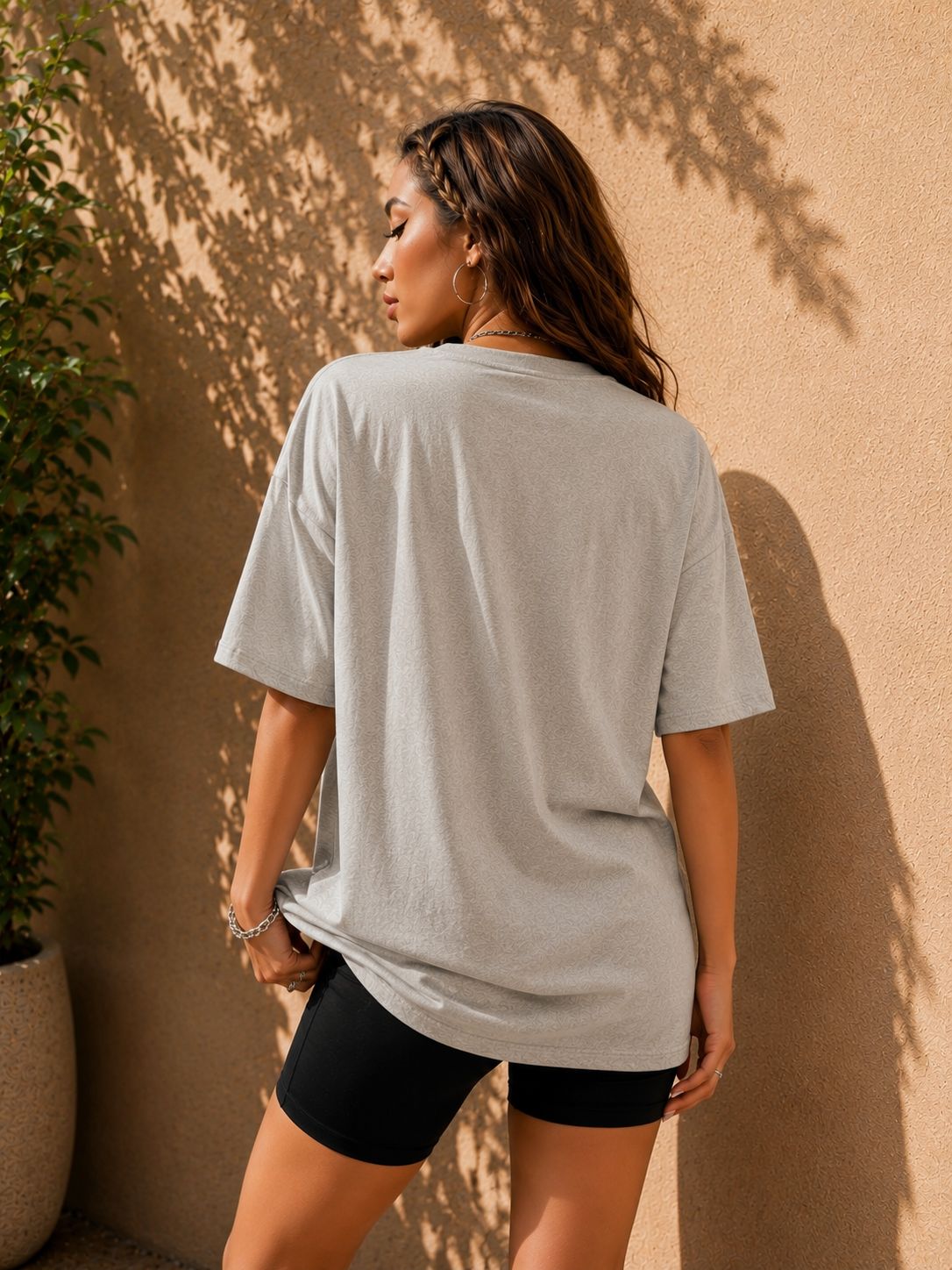 Calm Down Printed Women Round Neck Grey T-Shirt