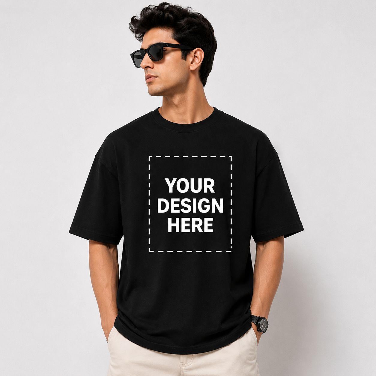 Custom Oversized Black T-Shirt with Personalized Front or Back Print