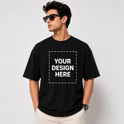 Custom Oversized Black T-Shirt with Personalized Front or Back Print