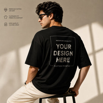 Custom Oversized Black T-Shirt with Personalized Front or Back Print