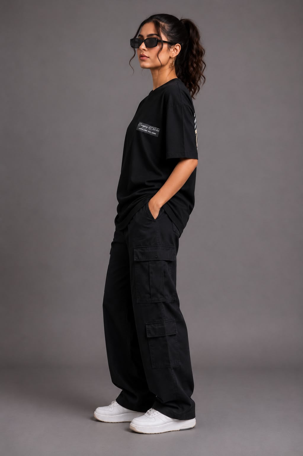 THREAD RARE Sublime Furious Oversized Drop Shoulder T-Shirt for Women | Lite GSM Organic Cotton | Black