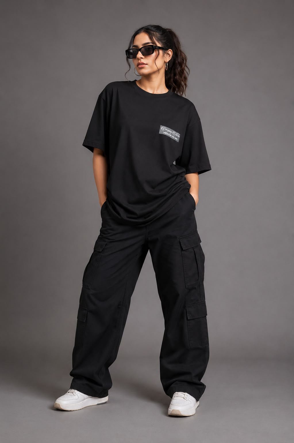 THREAD RARE Sublime Furious Oversized Drop Shoulder T-Shirt for Women | Lite GSM Organic Cotton | Black