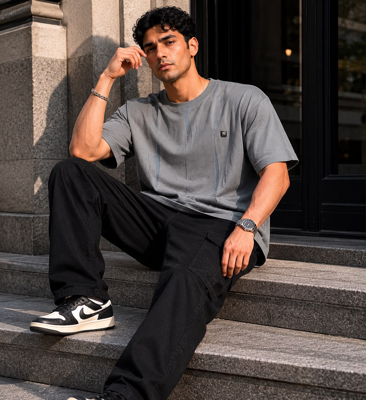 THREAD RARE – Distressed Brasso Knit Oversized T-Shirt