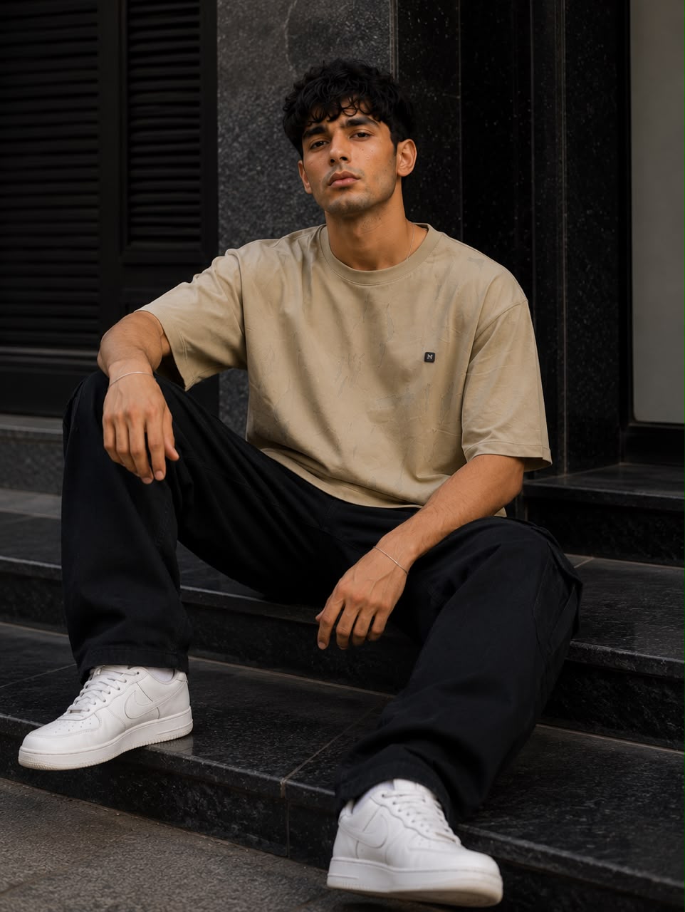 THREAD RARE Brasso Texture Oversized T-Shirt – Sand Beige