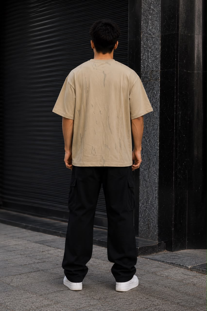 THREAD RARE Brasso Texture Oversized T-Shirt – Sand Beige