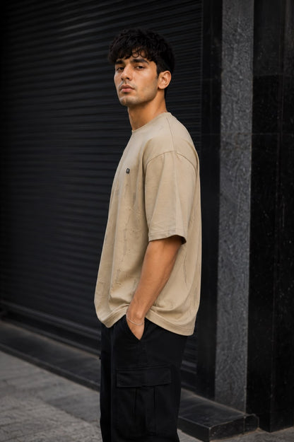 THREAD RARE Brasso Texture Oversized T-Shirt – Sand Beige