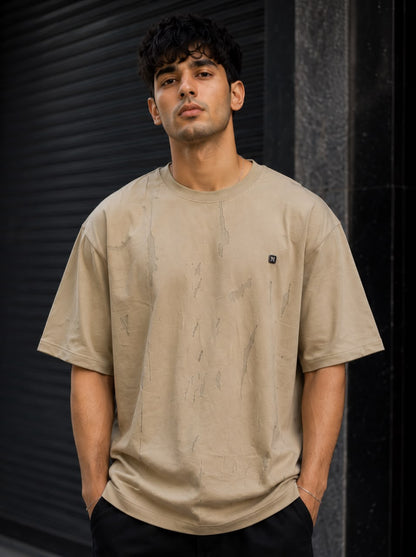 THREAD RARE Brasso Texture Oversized T-Shirt – Sand Beige
