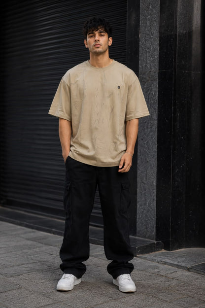 THREAD RARE Brasso Texture Oversized T-Shirt – Sand Beige