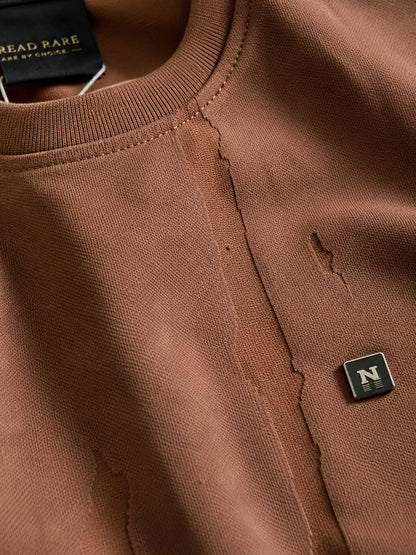 THREAD RARE Brasso Texture Oversized T-Shirt – Mocha Brown