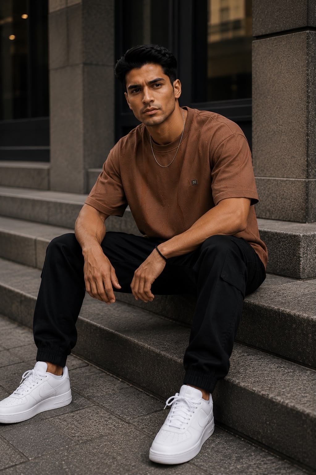 THREAD RARE Brasso Texture Oversized T-Shirt – Mocha Brown