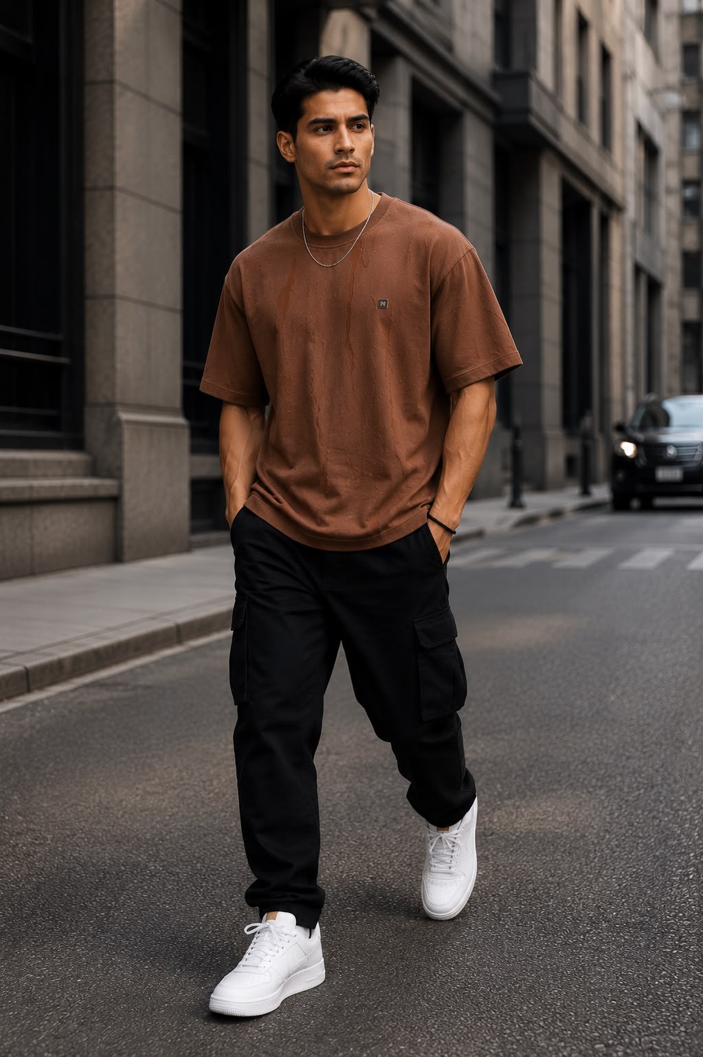 THREAD RARE Brasso Texture Oversized T-Shirt – Mocha Brown