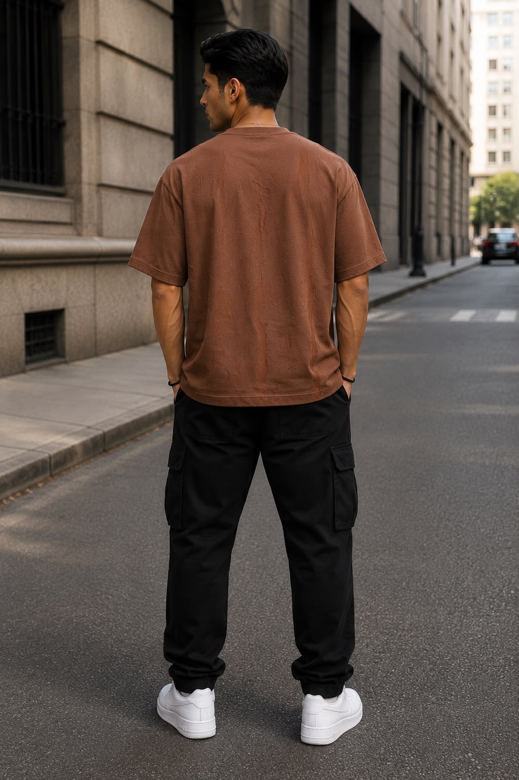 THREAD RARE Brasso Texture Oversized T-Shirt – Mocha Brown