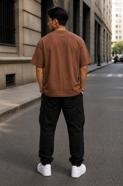 THREAD RARE Brasso Texture Oversized T-Shirt – Mocha Brown