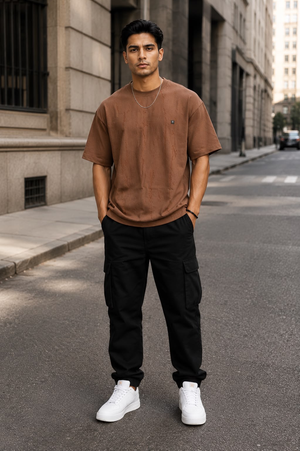 THREAD RARE Brasso Texture Oversized T-Shirt – Mocha Brown