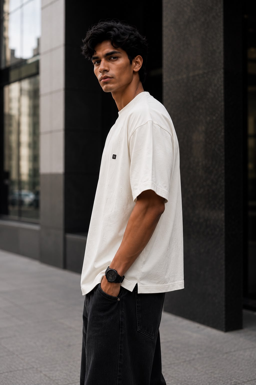 THREAD RARE Brasso Texture Oversized T-Shirt – Off White