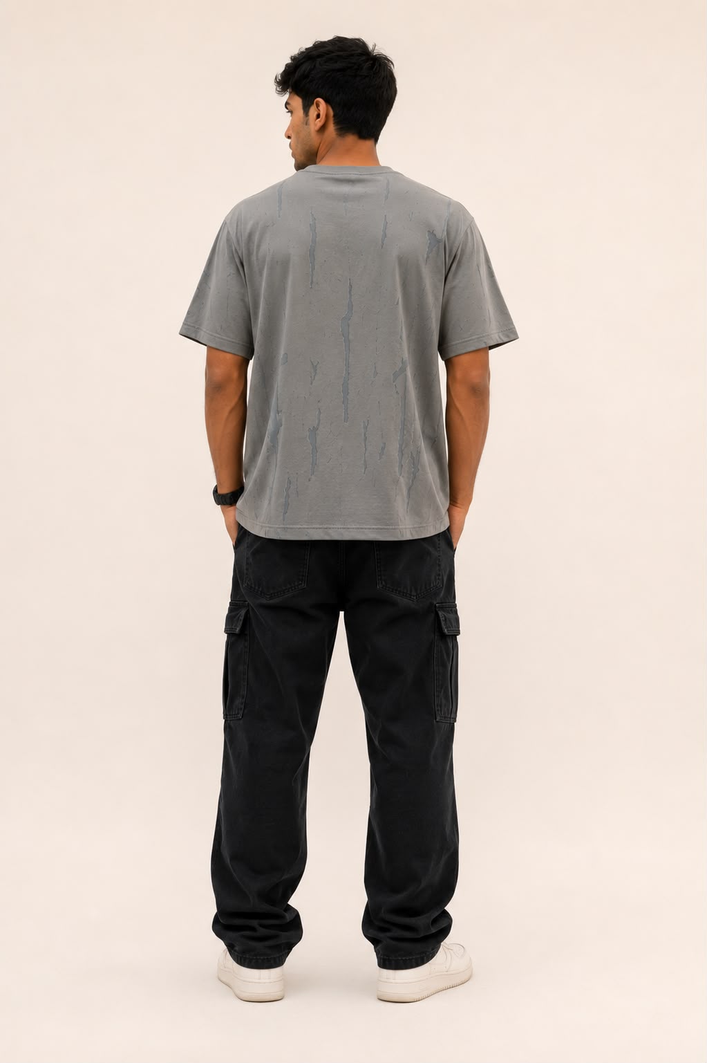 THREAD RARE Brasso Knit Oversized T-Shirt – Grey Distressed Texture Premium Streetwear