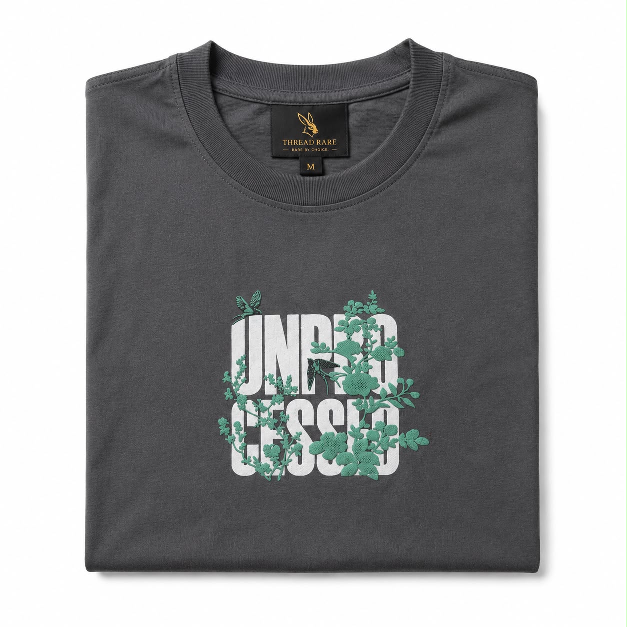 THREAD RARE Women’s Oversized T-Shirt | Lite GSM Organic Cotton | Drop Shoulder | Underdressed Graphic Print | Charcoal Grey