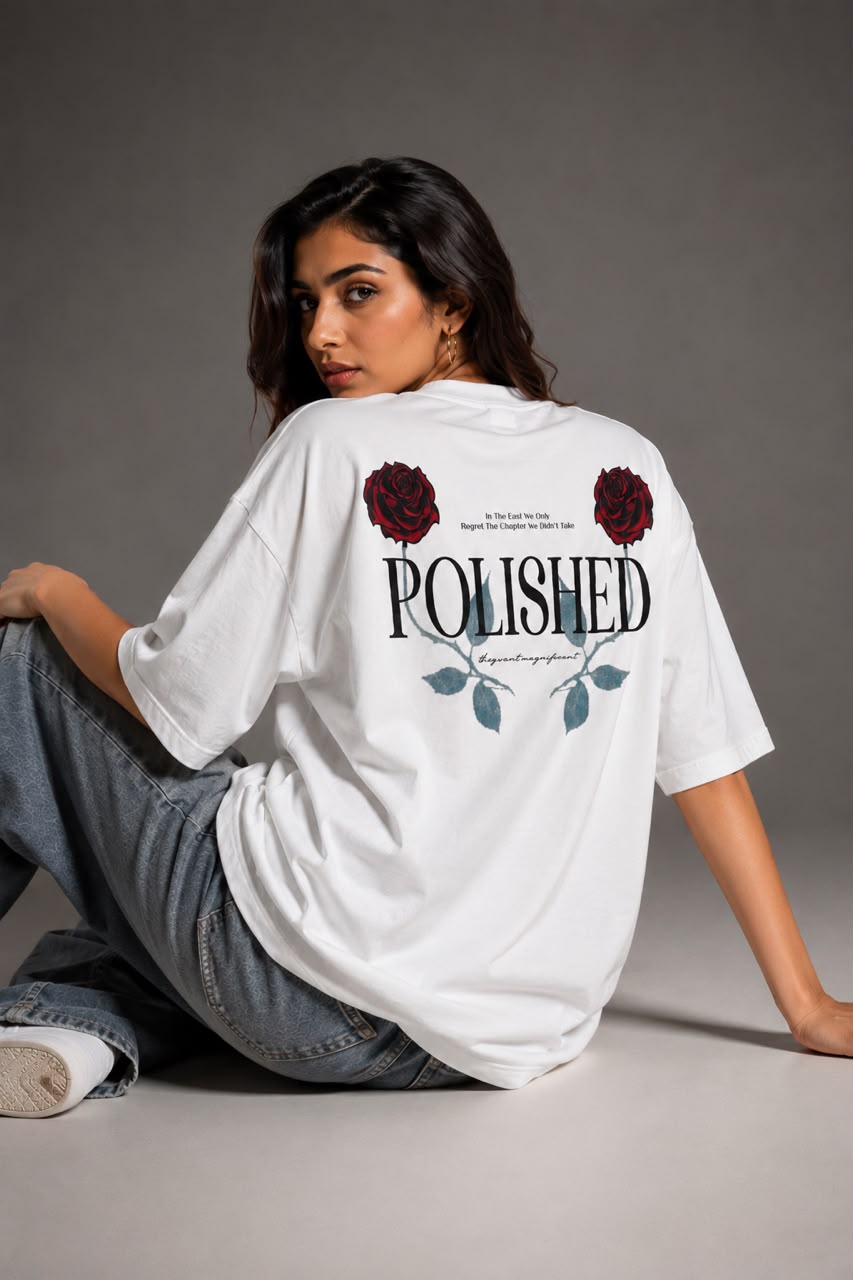 THREAD RARE Resilient Oversized Drop Shoulder T-Shirt for Women | Organic Cotton | Off White