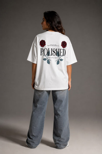 THREAD RARE Resilient Oversized Drop Shoulder T-Shirt for Women | Organic Cotton | Off White