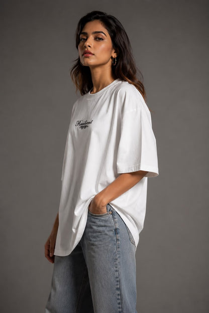 THREAD RARE Resilient Oversized Drop Shoulder T-Shirt for Women | Organic Cotton | Off White