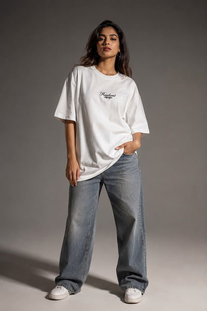 THREAD RARE Resilient Oversized Drop Shoulder T-Shirt for Women | Organic Cotton | Off White