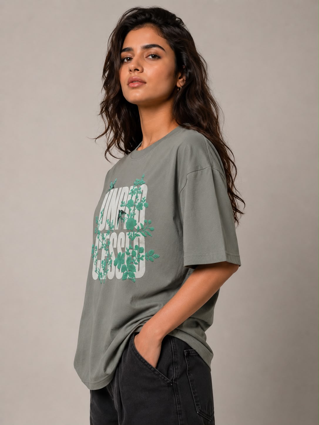 THREAD RARE Undercover Botanical Oversized T-Shirt – Sage Green