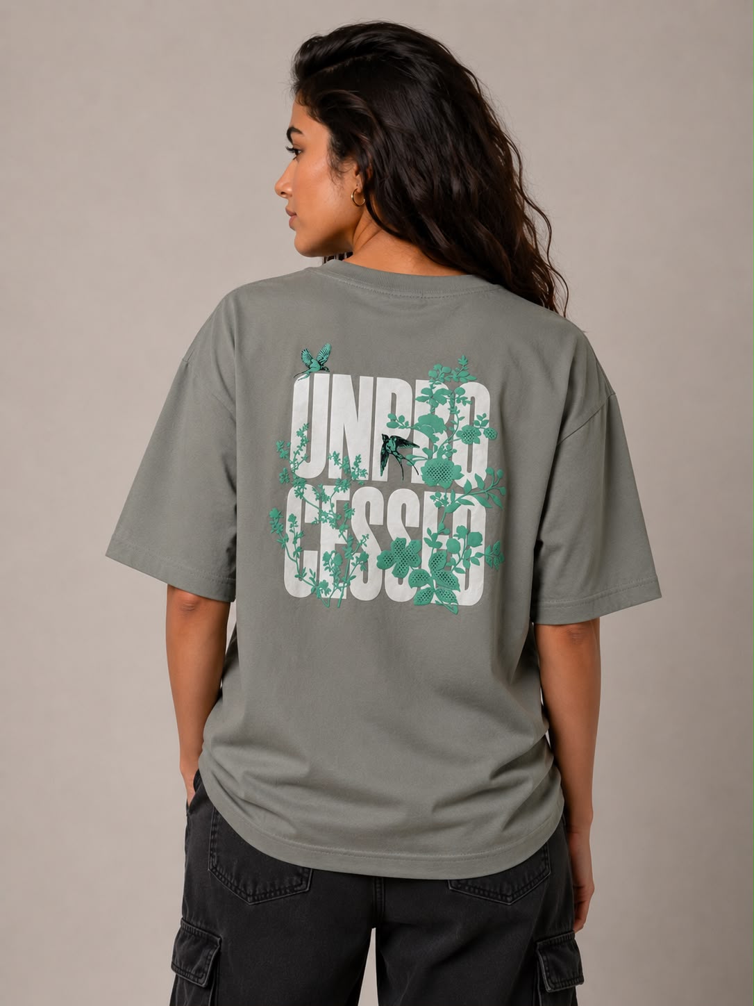 THREAD RARE Undercover Botanical Oversized T-Shirt – Sage Green