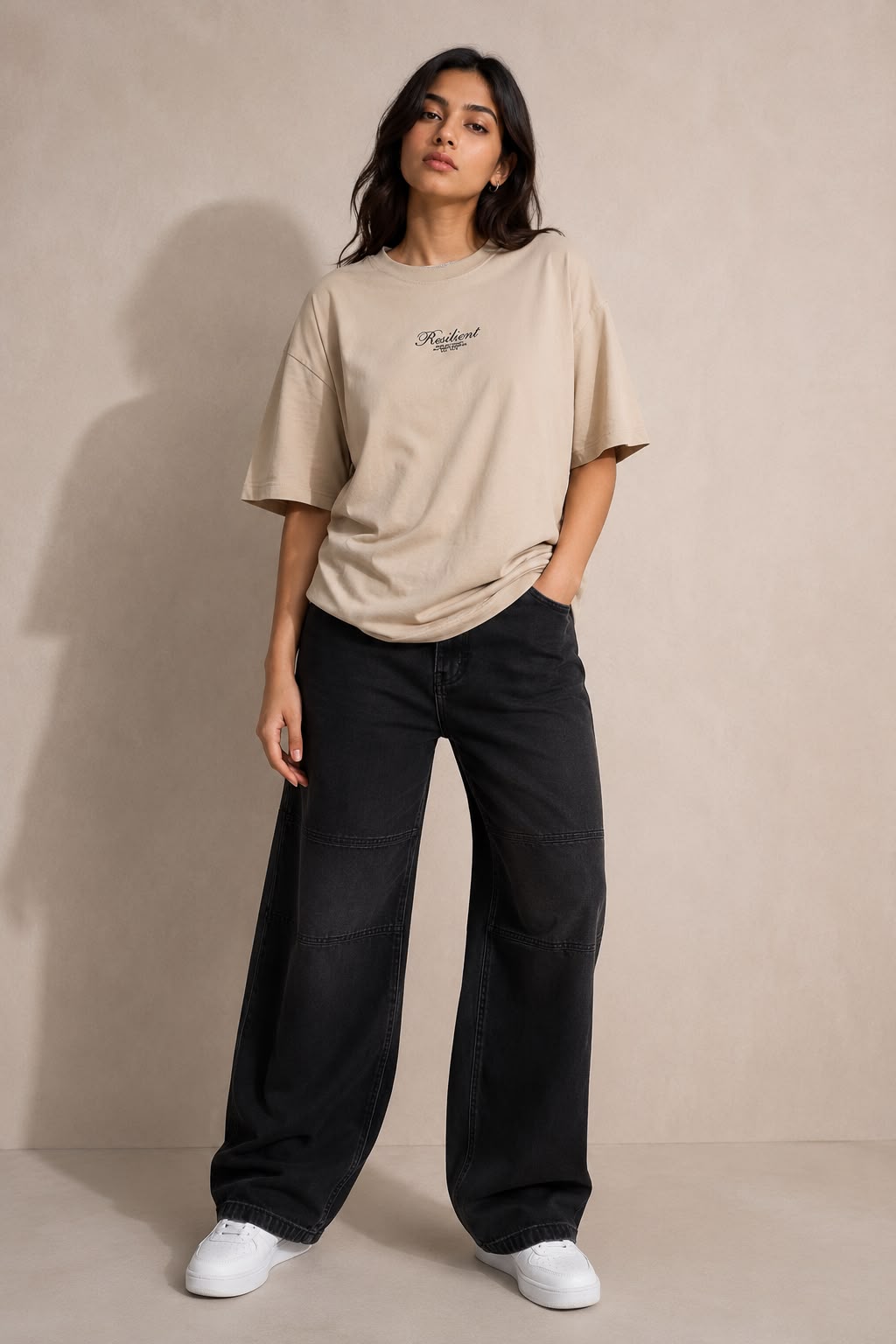 THREAD RARE Resilient Oversized T-Shirt – Beige | Drop Shoulder | Lite GSM Organic Cotton