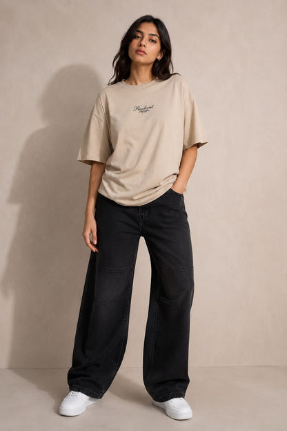 THREAD RARE Resilient Oversized T-Shirt – Beige | Drop Shoulder | Lite GSM Organic Cotton