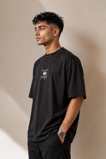 THREAD RARE Inspired Mind Oversized Black Graphic T-Shirt
