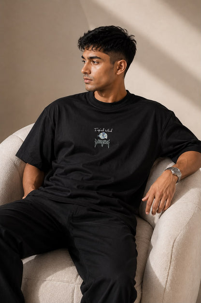 THREAD RARE Inspired Mind Oversized Black Graphic T-Shirt