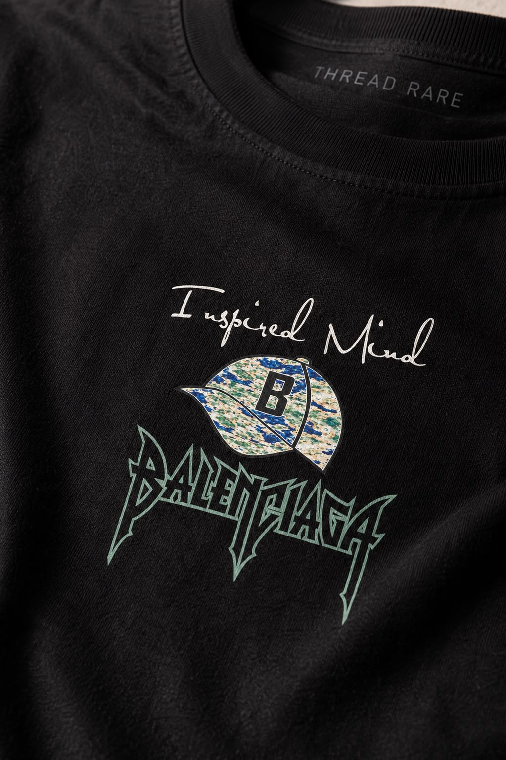 THREAD RARE Inspired Mind Oversized Black Graphic T-Shirt