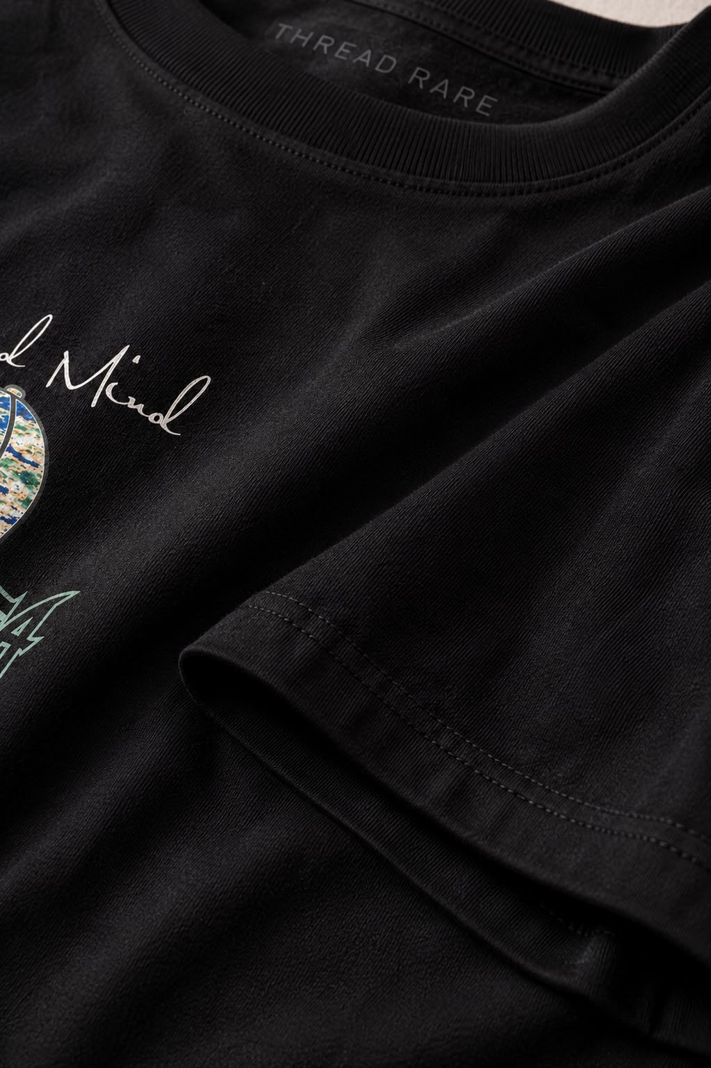 THREAD RARE Inspired Mind Oversized Black Graphic T-Shirt