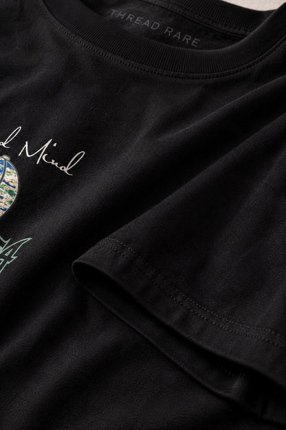 THREAD RARE Inspired Mind Oversized Black Graphic T-Shirt
