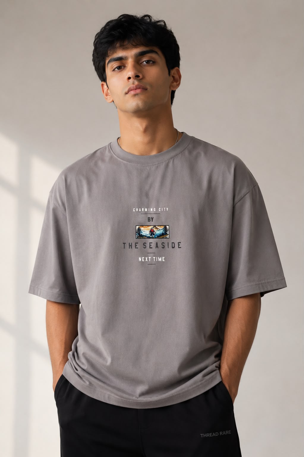 THREAD RARE The Seaside Oversized T-Shirt – Grey