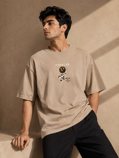 THREAD RARE Popular Graphic Oversized T-Shirt – Beige | Premium Streetwear Tee